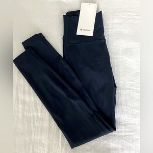Lululemon High Rise Wunder Under Tights in Navy Blue, size 4